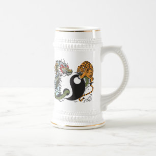 dragon and tiger yin yang symbol beer stein