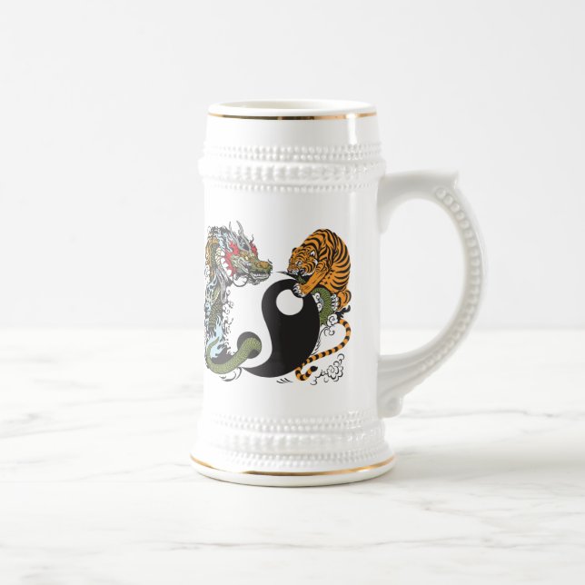 dragon and tiger yin yang symbol beer stein (Right)