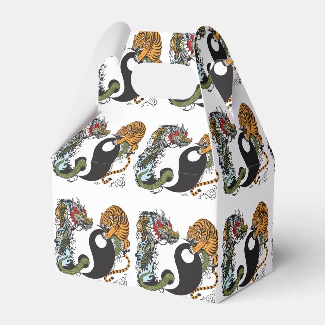 dragon and tiger yin yang symbol favour box (Front Side)