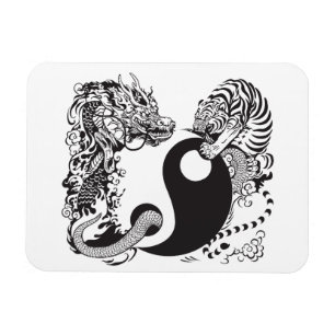 dragon and tiger yin yang symbol magnet