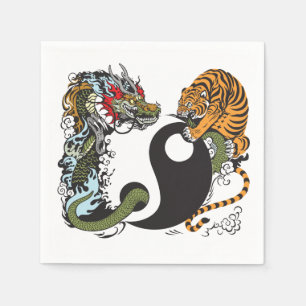dragon and tiger yin yang symbol napkin