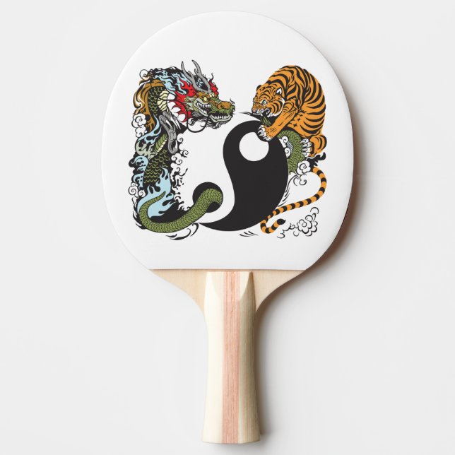 dragon and tiger yin yang symbol ping pong paddle (Front)