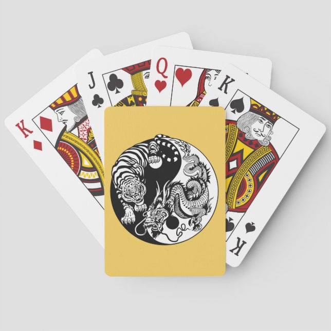 dragon and tiger yin yang symbol playing cards (Back)