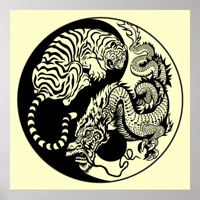 dragon and tiger yin yang  symbol poster (Front)