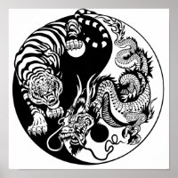 dragon and tiger yin yang symbol