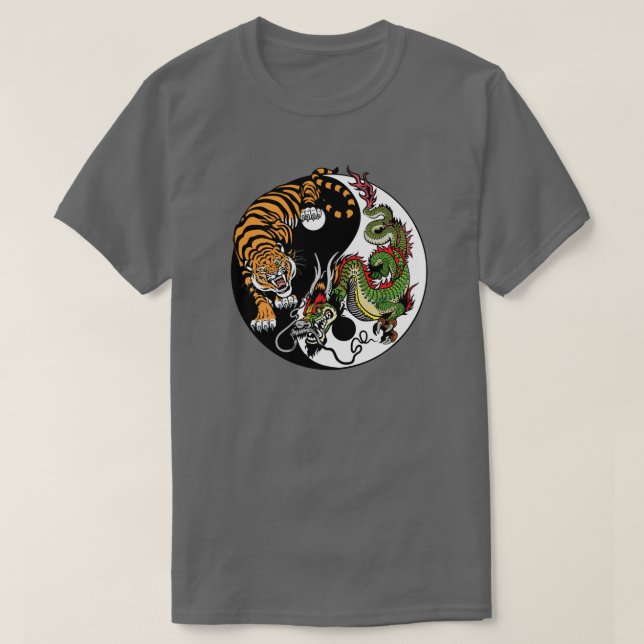 dragon and tiger yin yang symbol T-Shirt (Design Front)