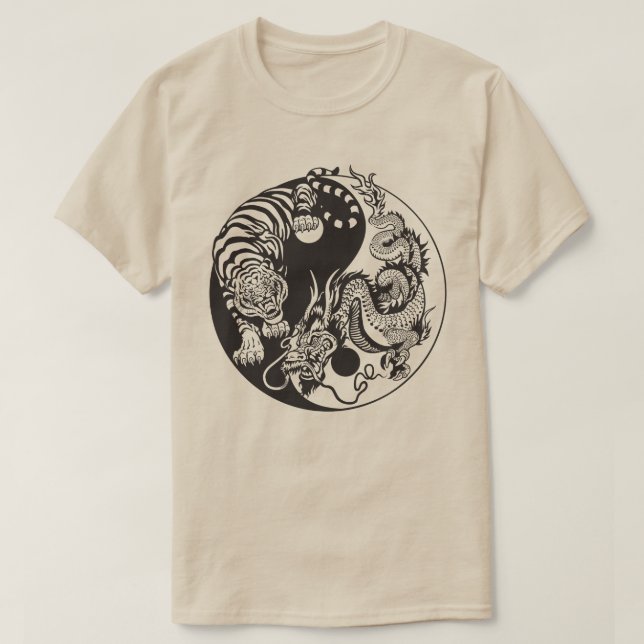 dragon and tiger yin yang symbol T-Shirt (Design Front)