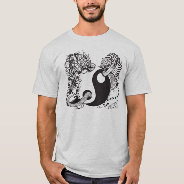 dragon and tiger yin yang symbol T-Shirt (Front)