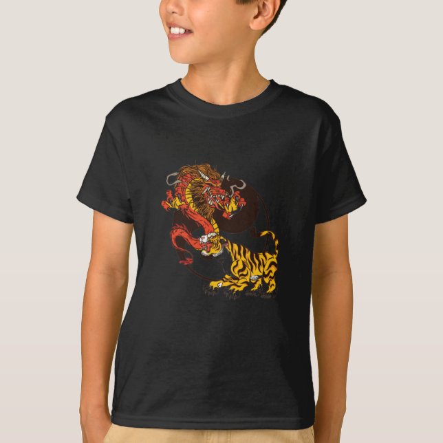 Dragon-and Tiger-Yin-Yang T-Shirt Design (Front)