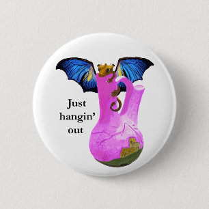 Dragon and Vase 6 Cm Round Badge