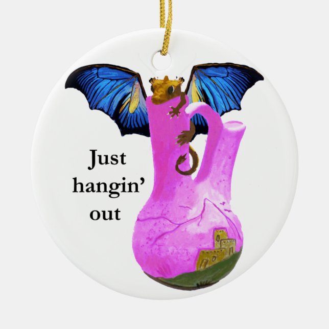 dragon and vase ceramic tree decoration (Front)