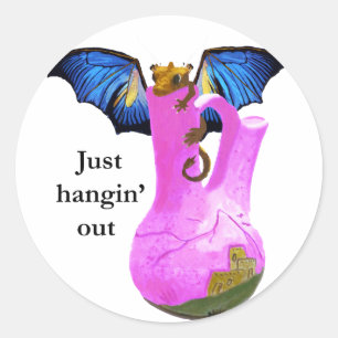 Dragon and Vase Classic Round Sticker