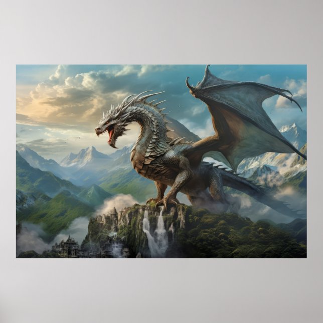 Dragon Animal Creature Fantasy Colourful Wall Art (Front)