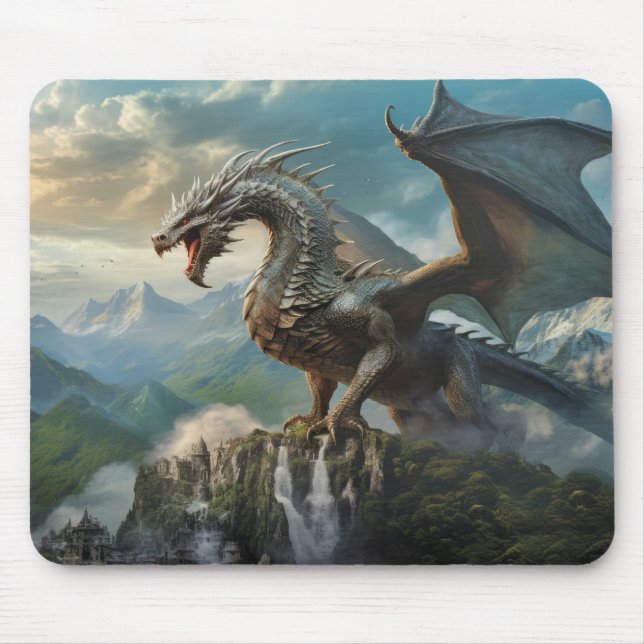 Dragon Animal Creature Fantasy Colourful Wall Art Mouse Pad (Front)