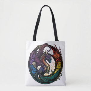 Dragon Animal Portrait Stained Glass Wildlife Free Tote Bag