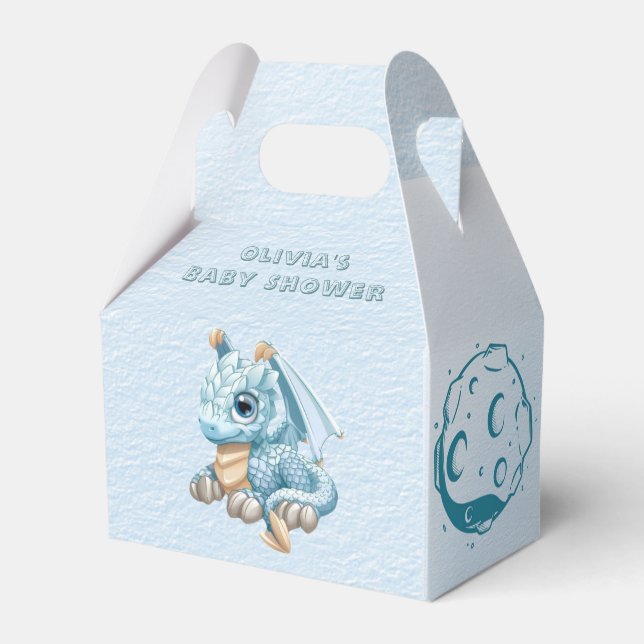 Dragon Aquamarine Astroid Boy Baby Shower  Favour Box (Front Side)