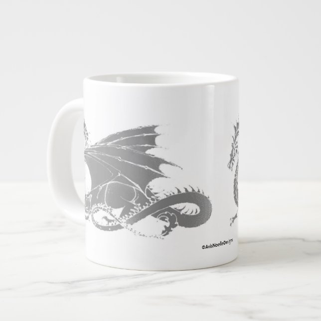Dragon Art/Grey Large Coffee Mug (Front Left)