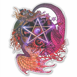 Dragon art nouveau style pentacle