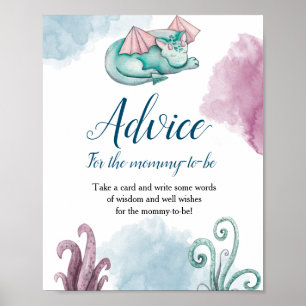 Dragon Baby Shower Advice for The-Mummy-To-Be Poster