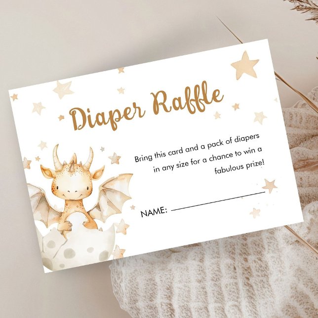 Dragon Baby Shower Cute Boho Diaper Raffle Enclosure Card (Creator Uploaded)