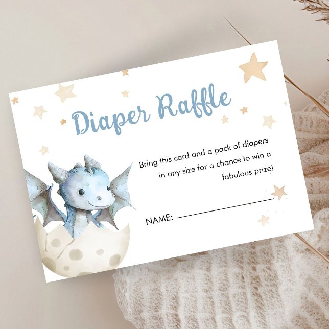 Dragon Baby Shower Cute Boy Blue Diaper Raffle  Enclosure Card (Creator Uploaded)