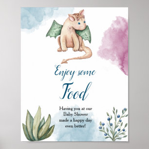 Dragon Baby Shower Enjoy Some Food Poster Sign
