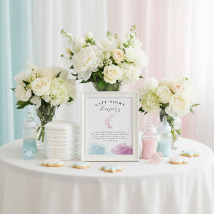 Dragon Baby Shower Late Night Diapers Poster