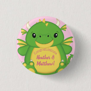 Dragon Baby Shower Pink 3 Cm Round Badge
