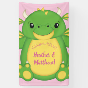 Dragon Baby Shower Pink Banner