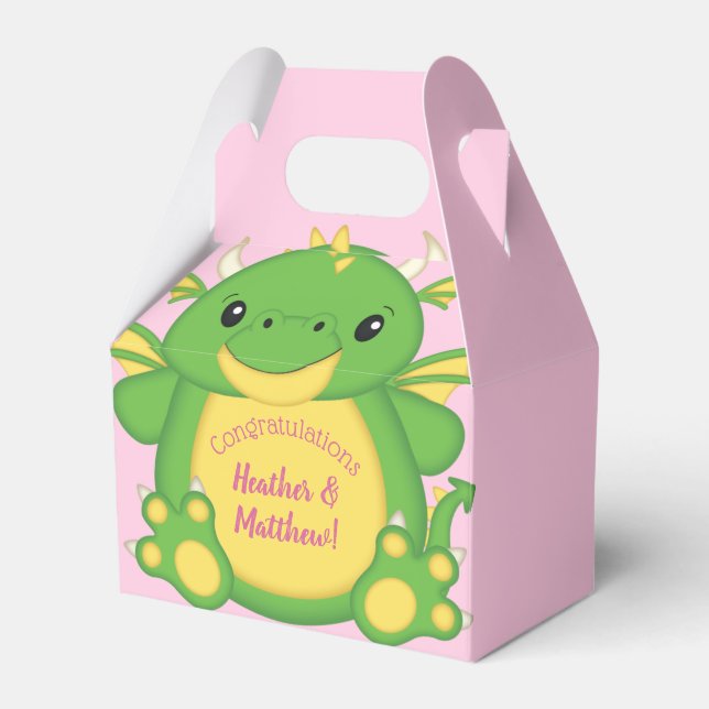 Dragon Baby Shower Pink Favour Box (Front Side)