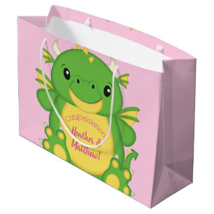 Dragon Baby Shower Pink Large Gift Bag