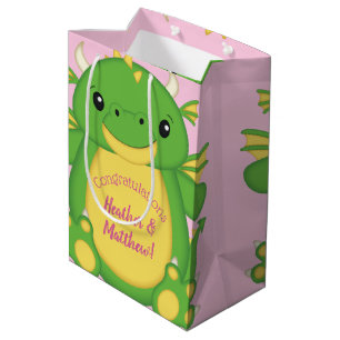 Dragon Baby Shower Pink Medium Gift Bag