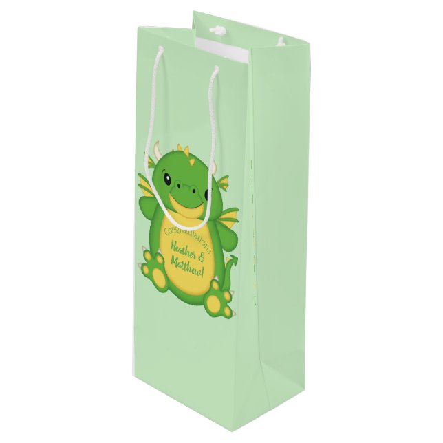 Dragon Baby Shower Wine Gift Bag (Front Angled)