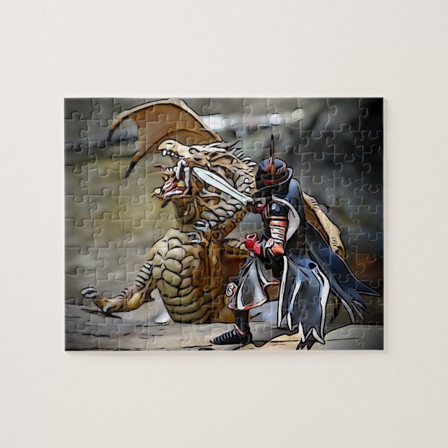 Dragon Battle at the River Jigsaw Puzzle (Horizontal)