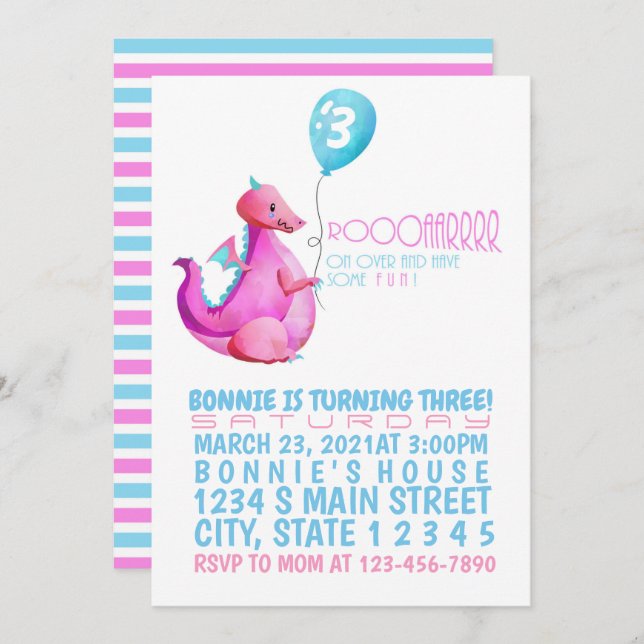 Dragon Birthday Invitation (Front/Back)