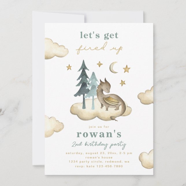 Dragon Birthday Invitation | Dragons Invitation (Front)