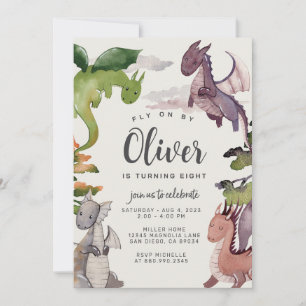 Dragon Birthday Invitation • Dragons Watercolor