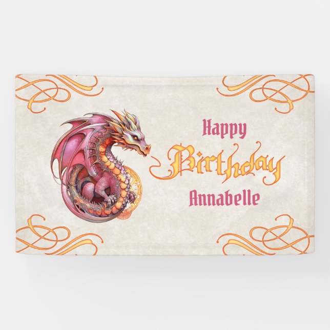 Dragon Birthday Party Banner (Horizontal)