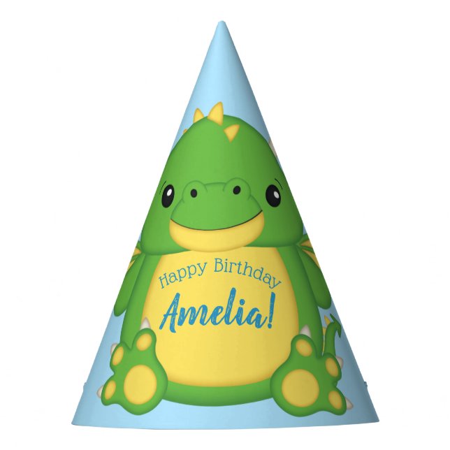 Dragon Birthday Party Blue Hat (Front)