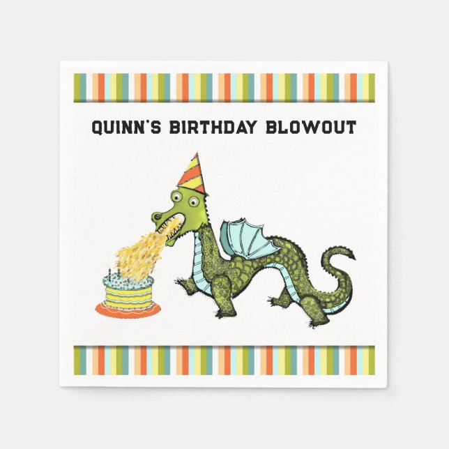 dragon birthday party ideas napkin (Front)