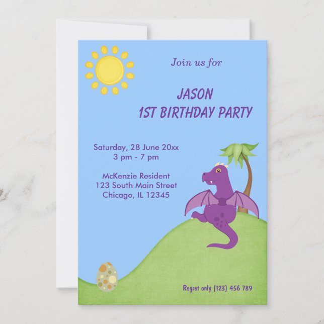 Dragon Birthday Party Invitation (Front)
