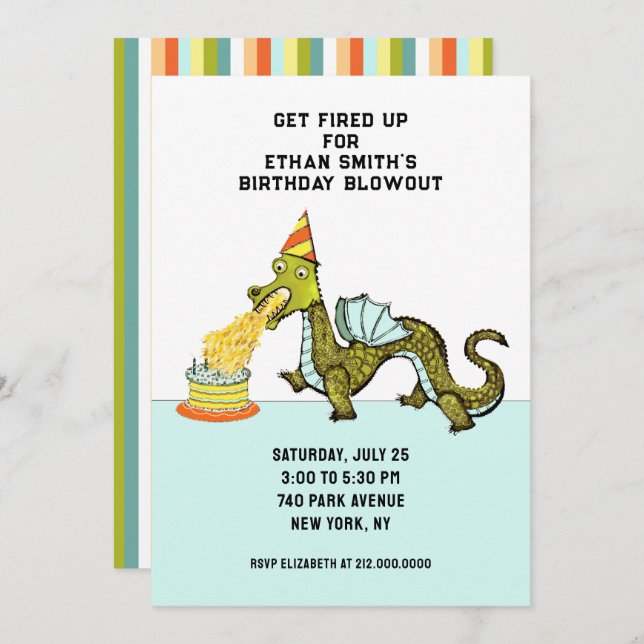 Dragon Birthday Party Invitation (Front/Back)