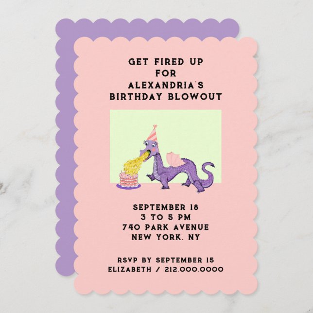 Dragon Birthday Party Invitations (Front/Back)