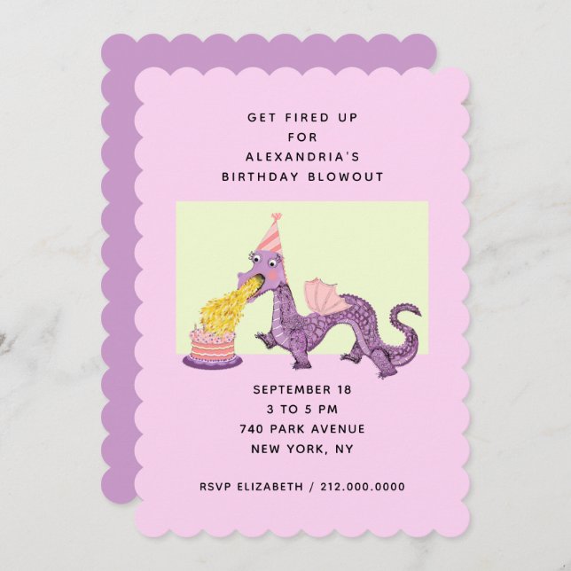 Dragon Birthday Party Invitations (Front/Back)