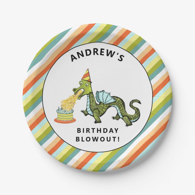Dragon Birthday Party Paper Plate (Front)