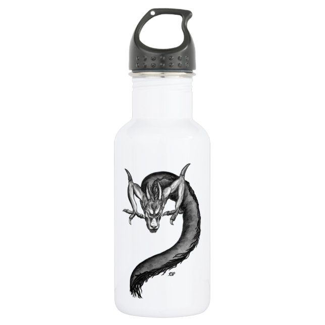 Dragon black and white Design 532 Ml Water Bottle (Front)