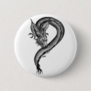 Dragon black and white Design 6 Cm Round Badge