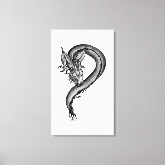 Dragon black and white Design Canvas Print (Front)