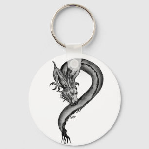 Dragon black and white Design Key Ring