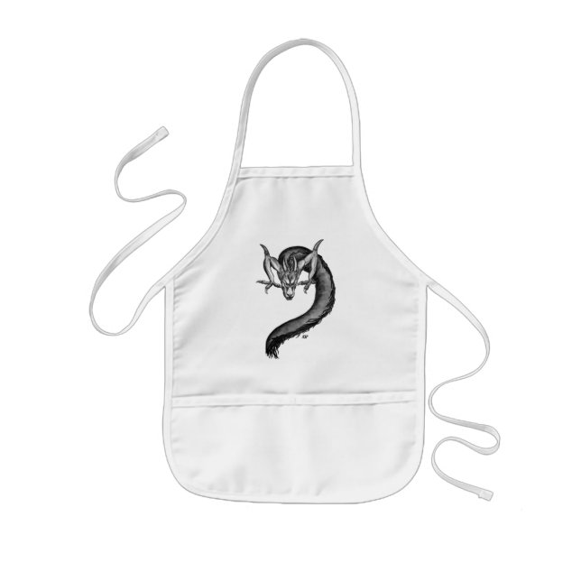 Dragon black and white Design Kids Apron (Front)